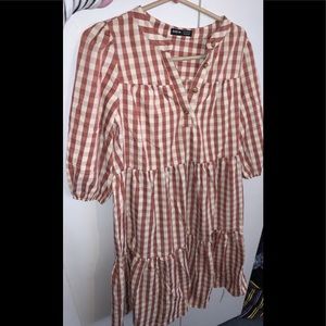 Gingham Style Red and White Dress
